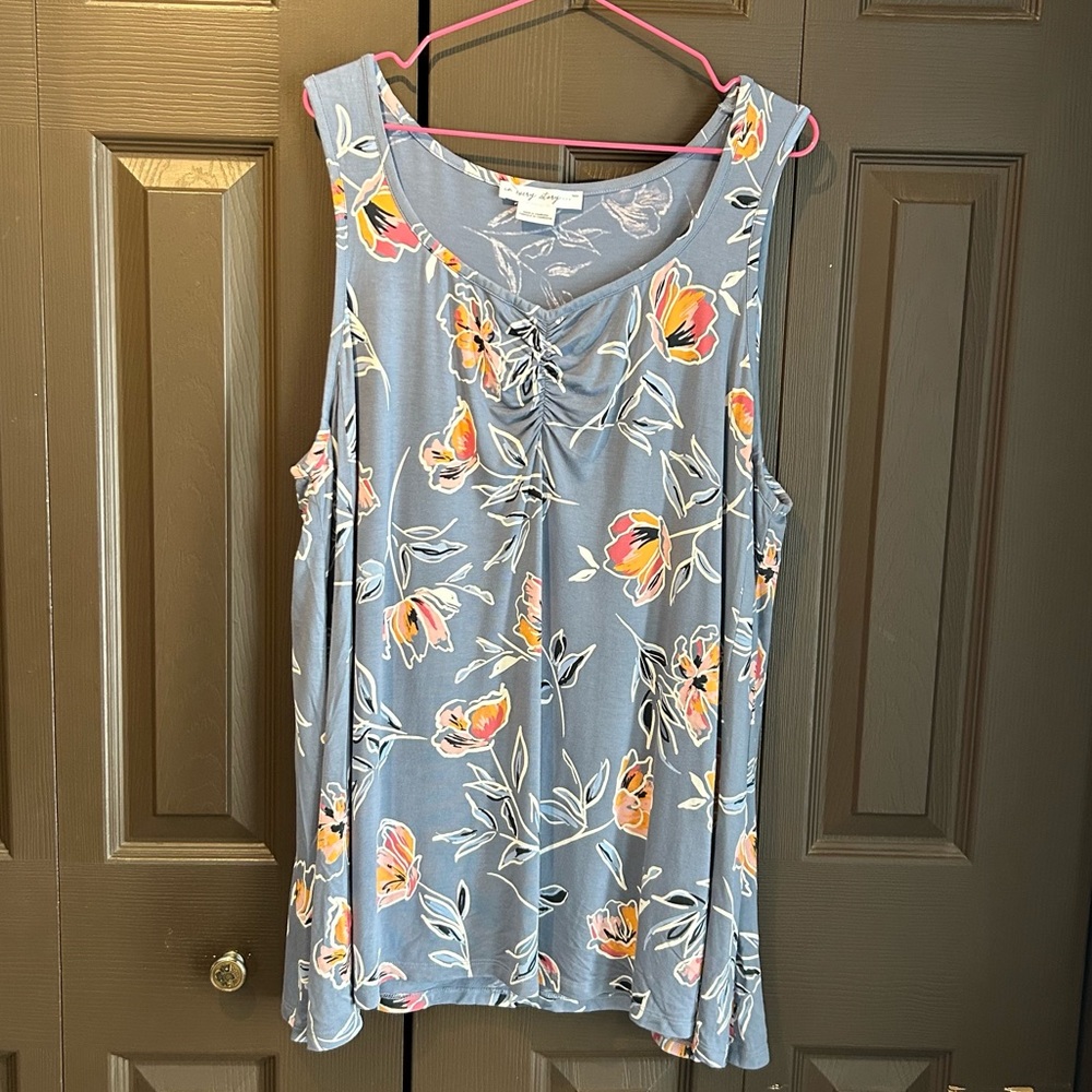 Penningtons Floral Tank Top - Blue and Coral